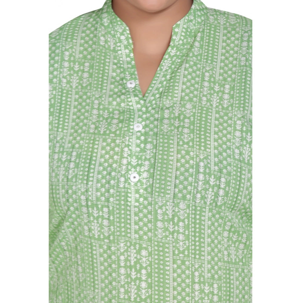 Casual 3/4th Sleeve Imported Synthetic Full printed Straight Kurti (Pista Green)