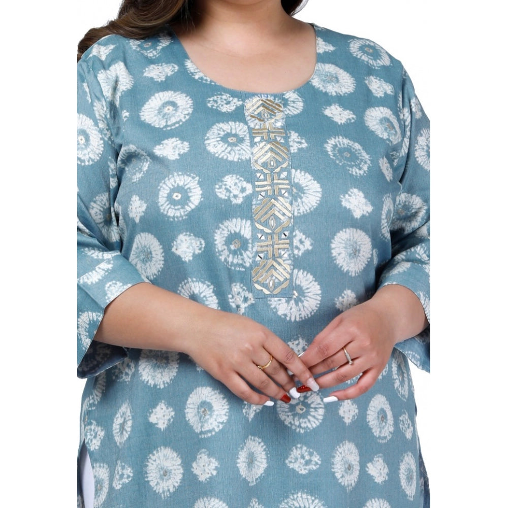 Office wear Golden Foil Capsule Straight Kurti (Light Blue)