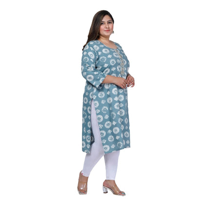 Office wear Golden Foil Capsule Straight Kurti (Light Blue)