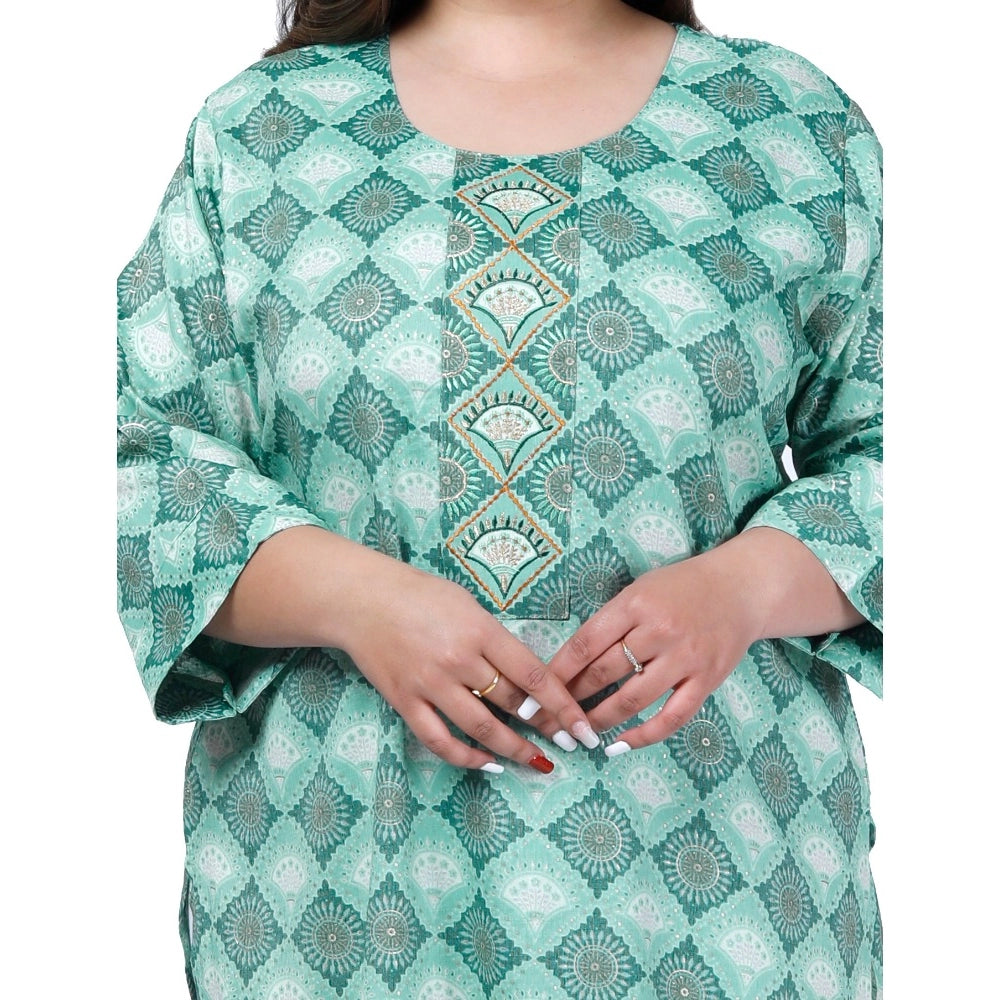 Office wear Golden Foil Capsule Straight Kurti (Light Green)