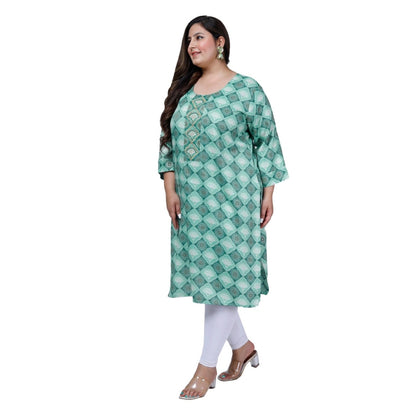 Office wear Golden Foil Capsule Straight Kurti (Light Green)