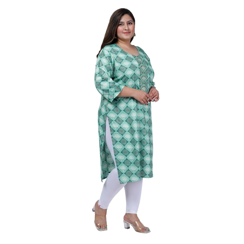 Office wear Golden Foil Capsule Straight Kurti (Light Green)