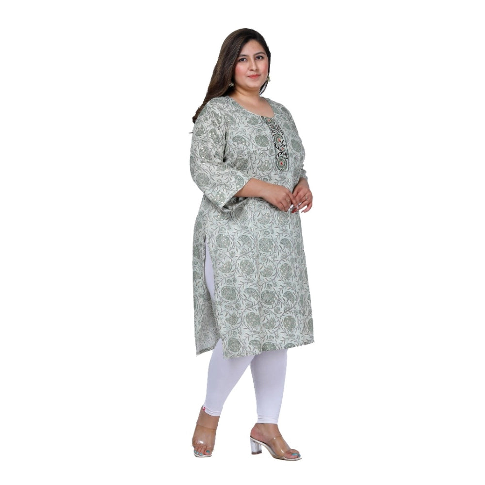 Office wear Golden Foil Capsule Straight Kurti (Green)