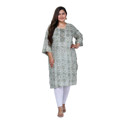 Office wear Golden Foil Capsule Straight Kurti (Green)