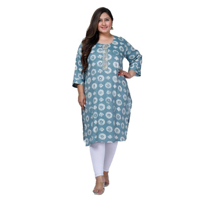 Office wear Golden Foil Capsule Straight Kurti (Light Blue)