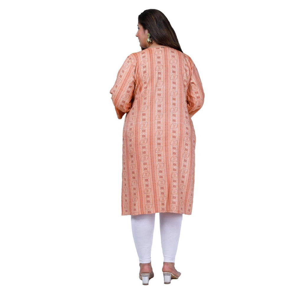 Office wear Golden Foil Capsule Straight Kurti (Orange)