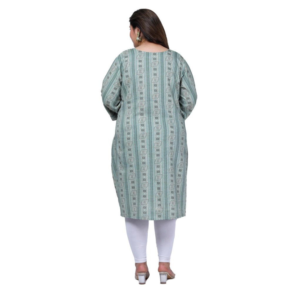 Office wear Golden Foil Capsule A-Line Kurti (Light Green)