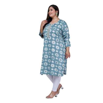 Office wear Golden Foil Capsule Straight Kurti (Light Blue)