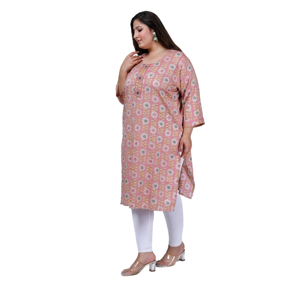 Office wear Golden Foil Capsule Straight Kurti (Pink)