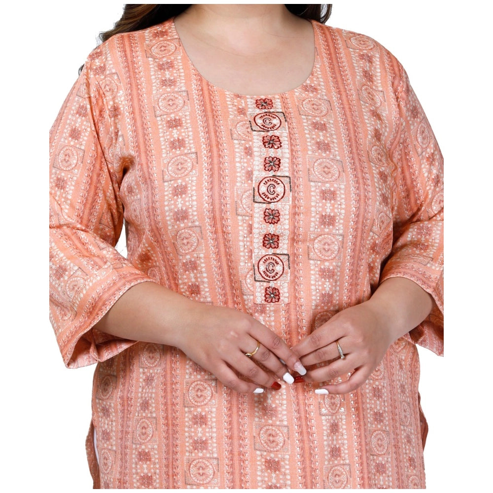 Office wear Golden Foil Capsule Straight Kurti (Orange)