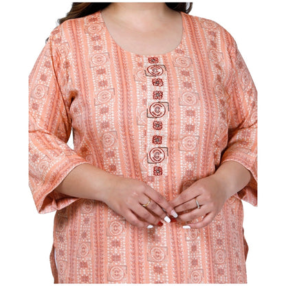 Office wear Golden Foil Capsule Straight Kurti (Orange)