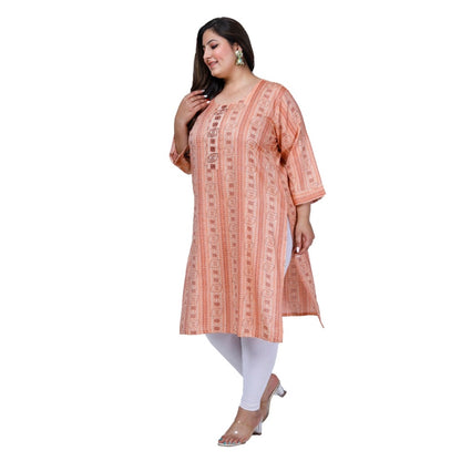 Office wear Golden Foil Capsule Straight Kurti (Orange)