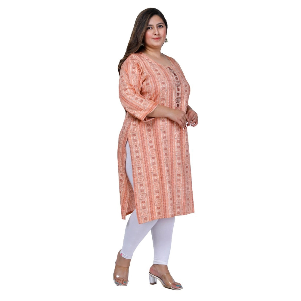 Office wear Golden Foil Capsule Straight Kurti (Orange)