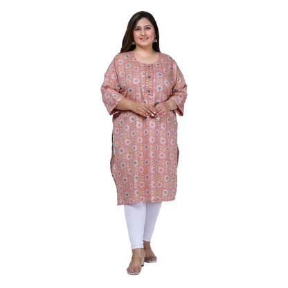 Office wear Golden Foil Capsule Straight Kurti (Pink)