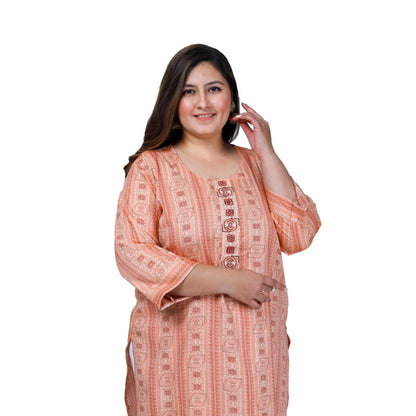 Office wear Golden Foil Capsule Straight Kurti (Orange)