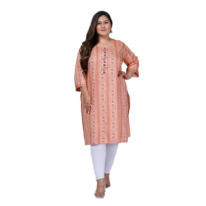 Office wear Golden Foil Capsule Straight Kurti (Orange)