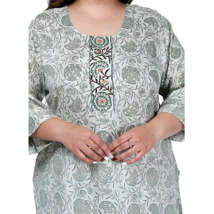 Office wear Golden Foil Capsule Straight Kurti (Green)