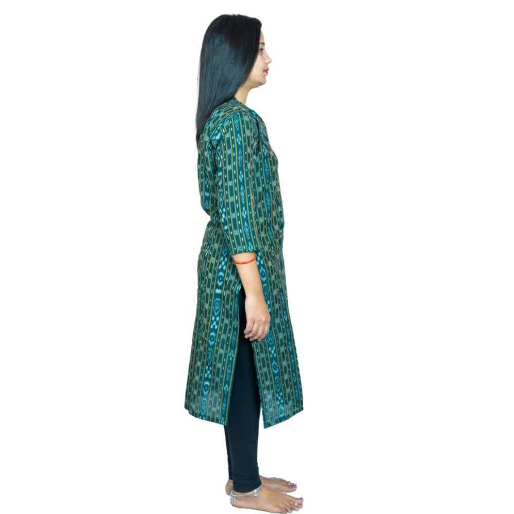 Sambalpuri Certified Handloom Pure Cotton Straight Kurti (Green)