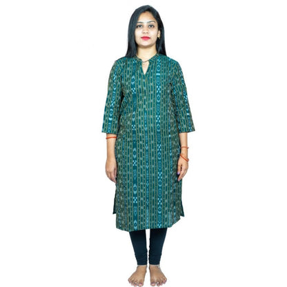 Sambalpuri Certified Handloom Pure Cotton Straight Kurti (Green)