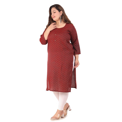 Office wear Bandhini Printed Capsule Straight Kurti (Maroon)