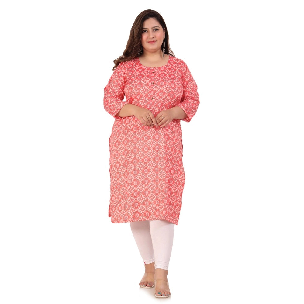 Office wear Designer Printed Capsule Straight Kurti (Pink)