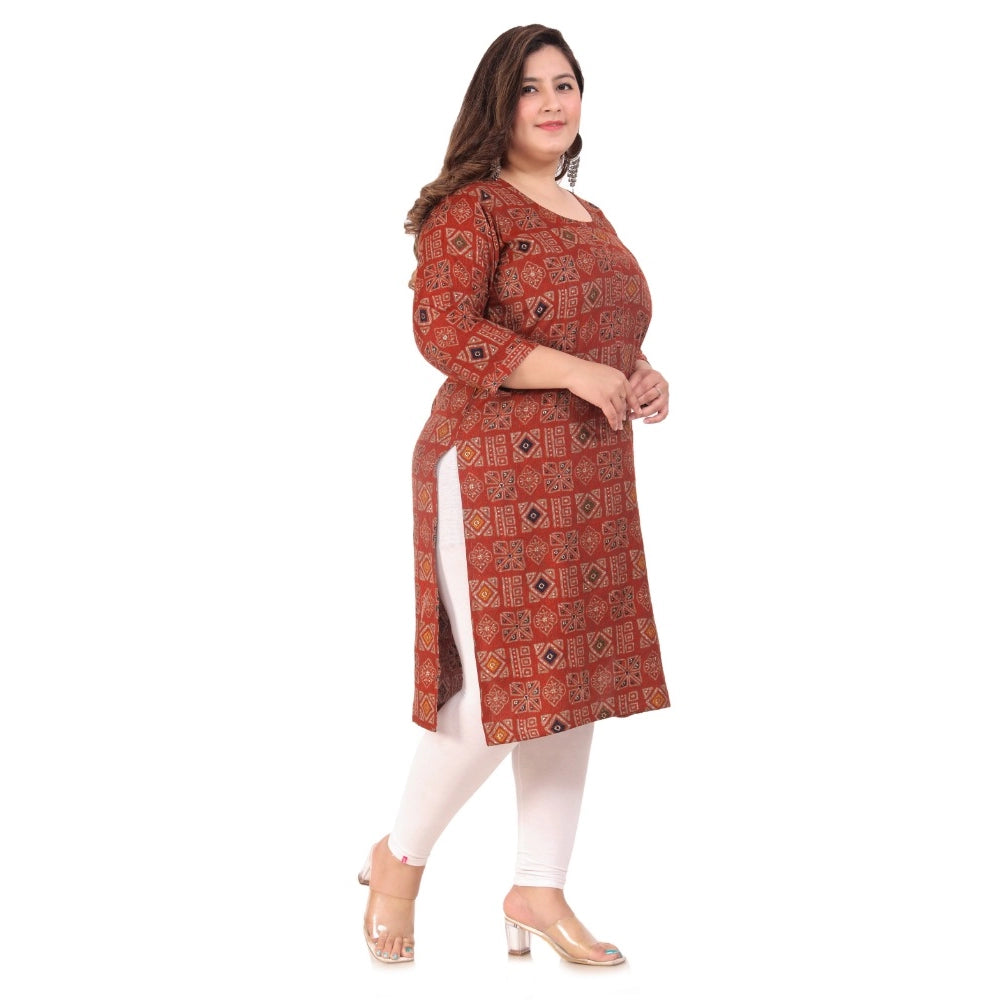 Office wear Designer Printed Capsule Straight Kurti (Maroon)