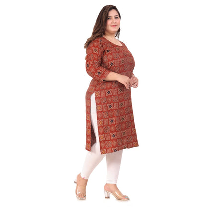 Office wear Designer Printed Capsule Straight Kurti (Maroon)