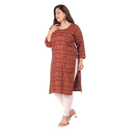 Office wear Designer Printed Capsule Straight Kurti (Maroon)