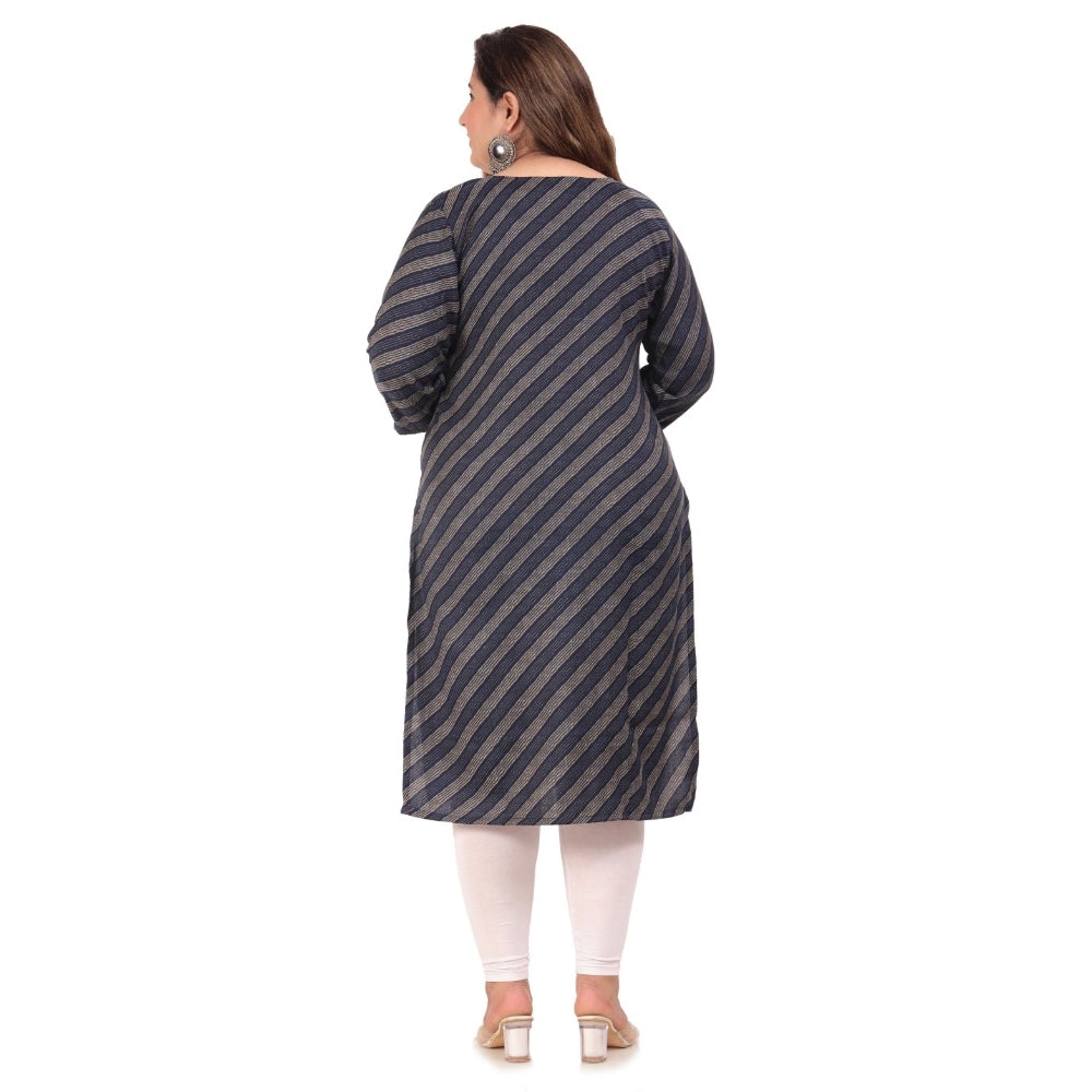 Office wear Stripe Capsule Straight Kurti (Navy Blue)