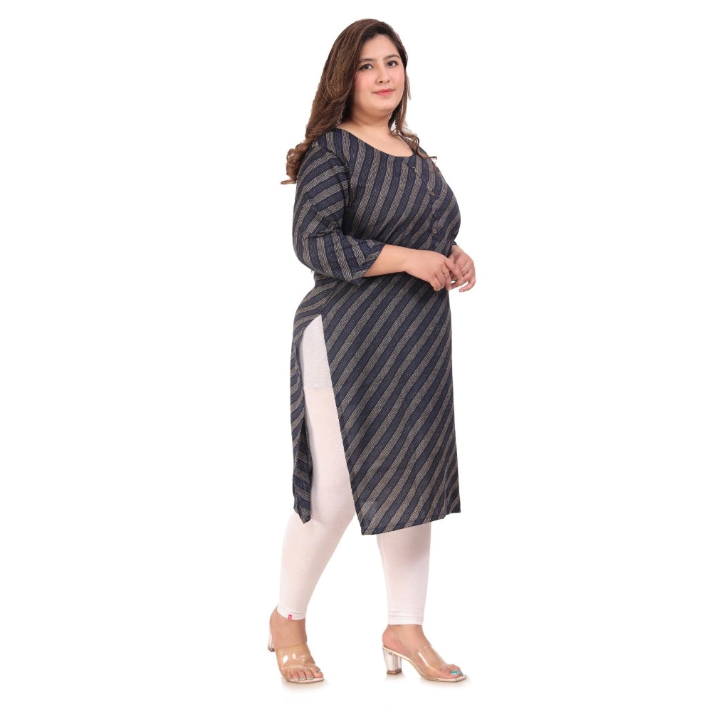 Office wear Stripe Capsule Straight Kurti (Navy Blue)