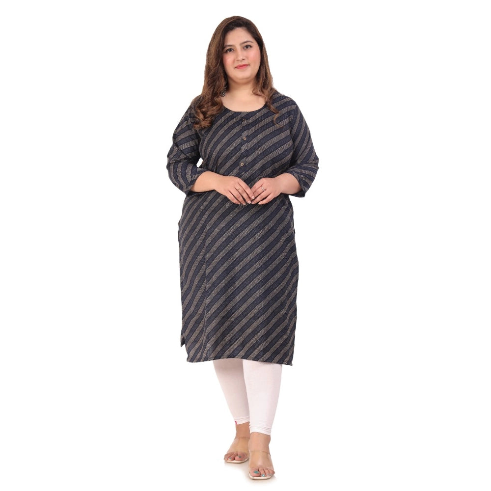 Office wear Stripe Capsule Straight Kurti (Navy Blue)