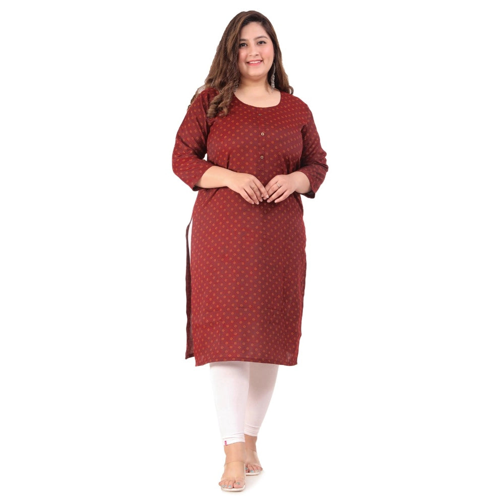 Office wear Bandhini Printed Capsule Straight Kurti (Maroon)