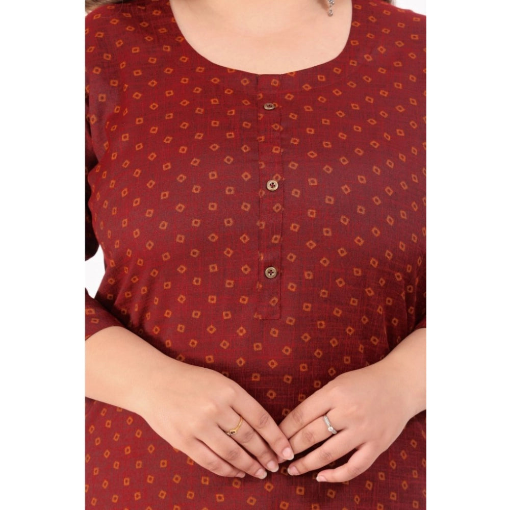 Office wear Bandhini Printed Capsule Straight Kurti (Maroon)