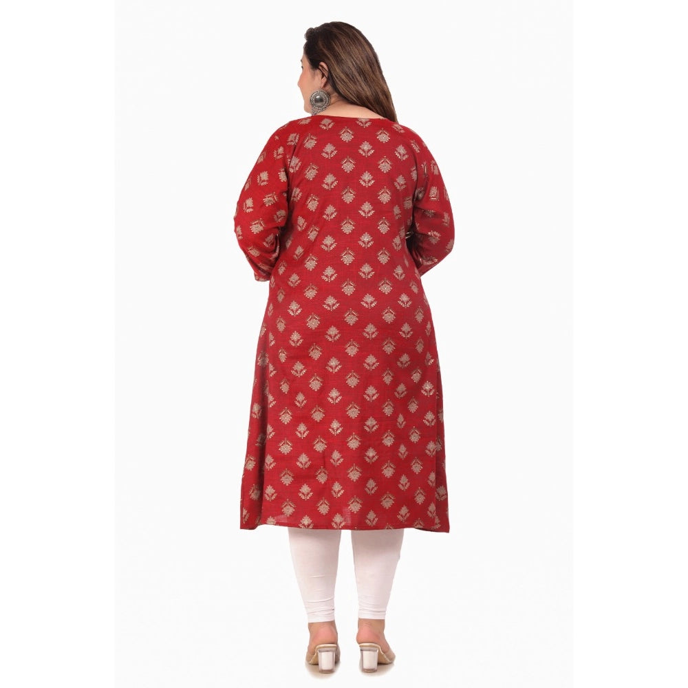 Office wear Floral Printed Capsule A-Line Kurti (Maroon)