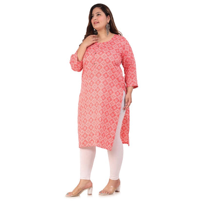 Office wear Designer Printed Capsule Straight Kurti (Pink)