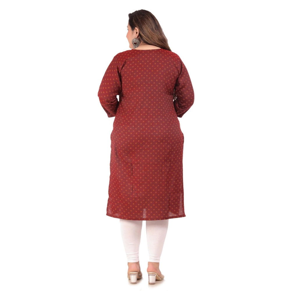 Office wear Bandhini Printed Capsule Straight Kurti (Maroon)