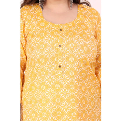 Office wear Designer Printed Capsule Straight Kurti (Yellow)