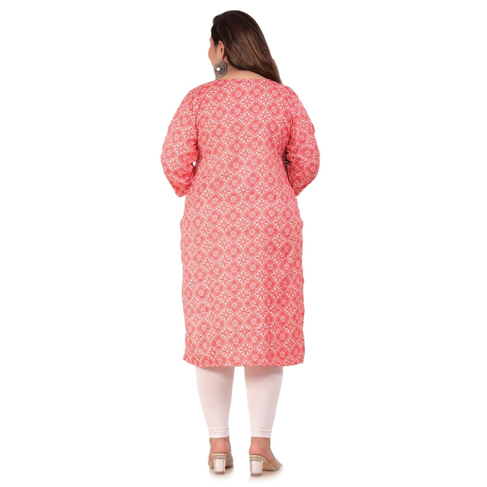 Office wear Designer Printed Capsule Straight Kurti (Pink)