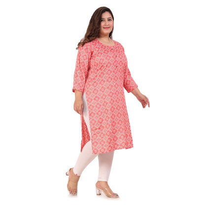 Office wear Designer Printed Capsule Straight Kurti (Pink)