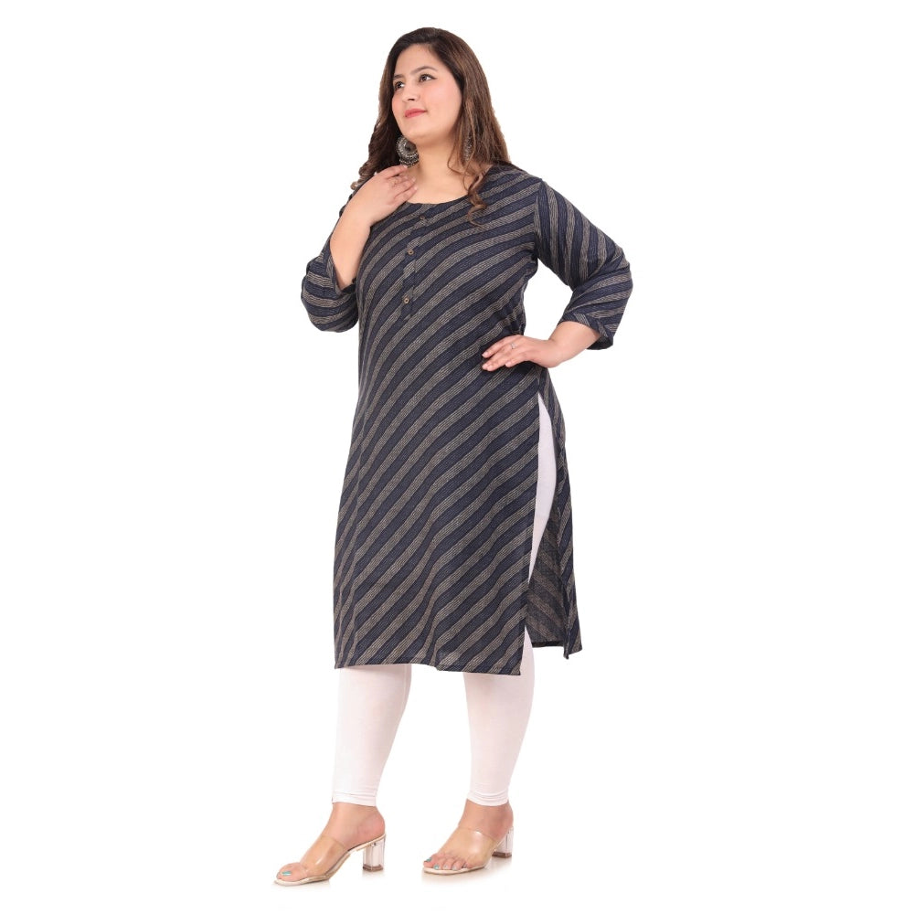 Office wear Stripe Capsule Straight Kurti (Navy Blue)