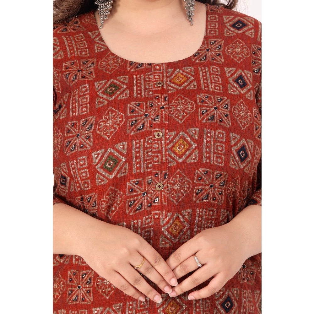 Office wear Designer Printed Capsule Straight Kurti (Maroon)