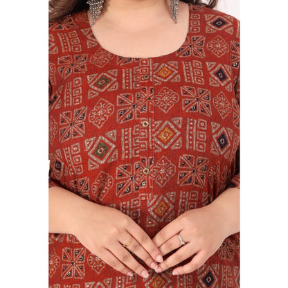 Office wear Designer Printed Capsule Straight Kurti (Maroon)