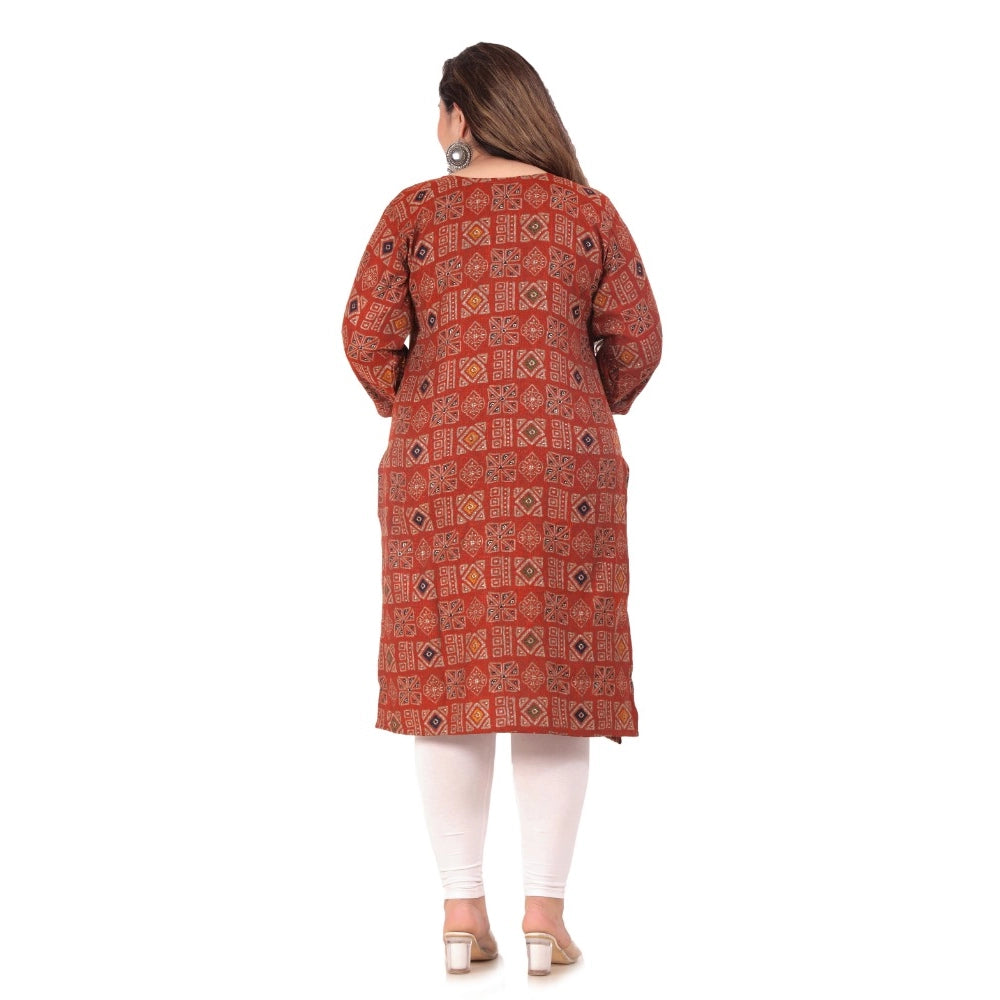 Office wear Designer Printed Capsule Straight Kurti (Maroon)