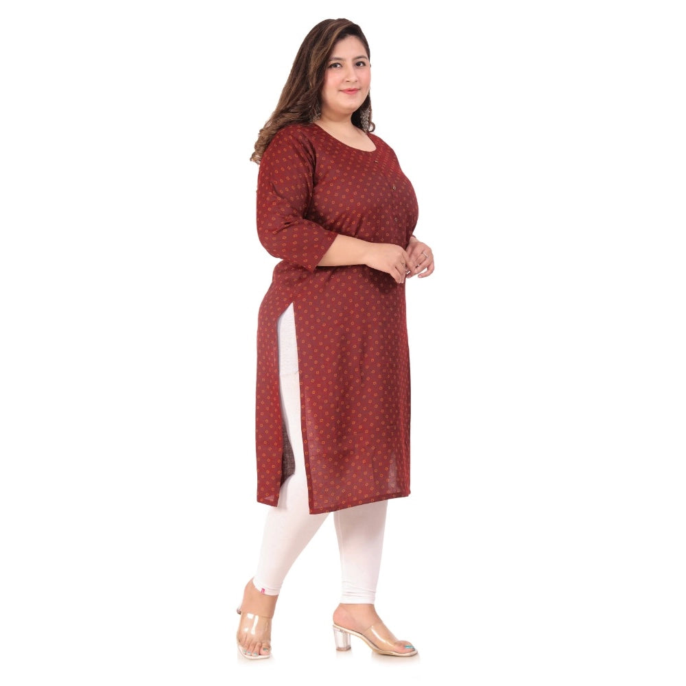 Office wear Bandhini Printed Capsule Straight Kurti (Maroon)