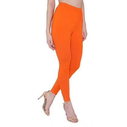 Generic Women's Cotton Stretchable Skin Fit Ankle Length Leggings (Orange)