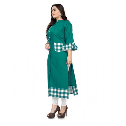 Cotton Digital Printed Straight Kurti (Turquoise Green)