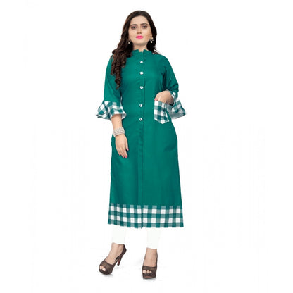 Cotton Digital Printed Straight Kurti (Turquoise Green)