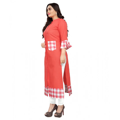 Cotton Digital Printed Straight Kurti (Peach)