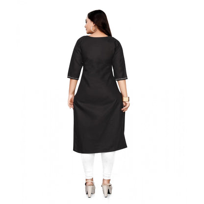 Cotton Solid A-Line Kurti (Black)