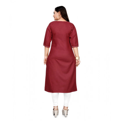 Cotton Solid A-Line Kurti (Maroon)